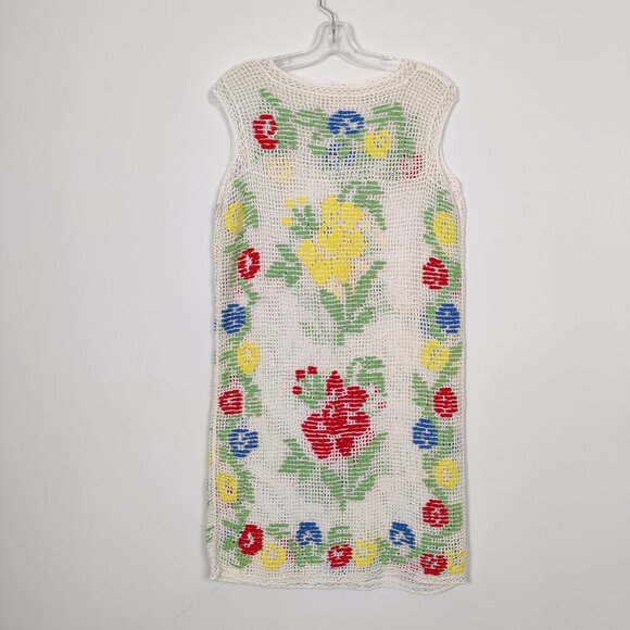 Women's Bathing Suit Cover Size Medium Floral Crochet Resortwear Beach Bohemian - Picture 3 of 6